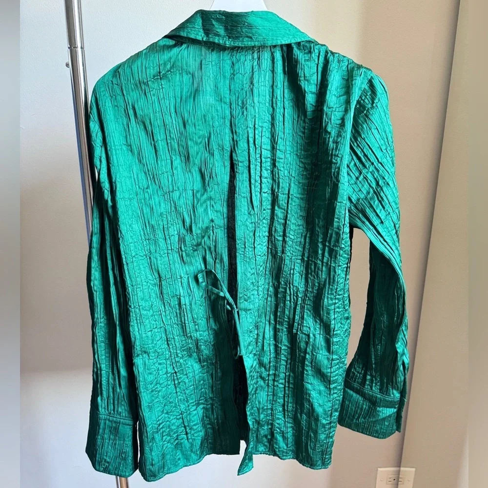 & Other Stories Green Long Sleeve Top with Open Back in sz. 4 - Picture 3 of 12